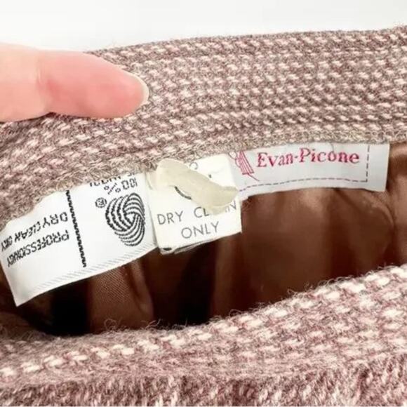 Evan Picone Vintage 100% Pure Wool Tweed Skirt & Blazer Suit Set - Picture 12 of 14
